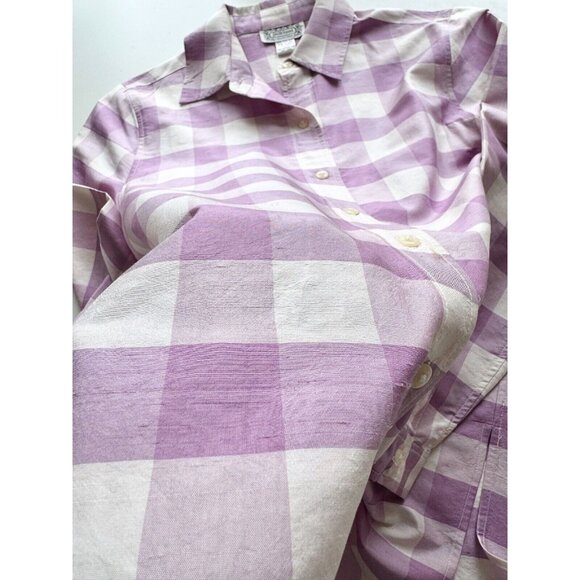 Vintage SILKLAND Purple White Silk Buffalo Check Button Down Shirt, Size M - Picture 10 of 12